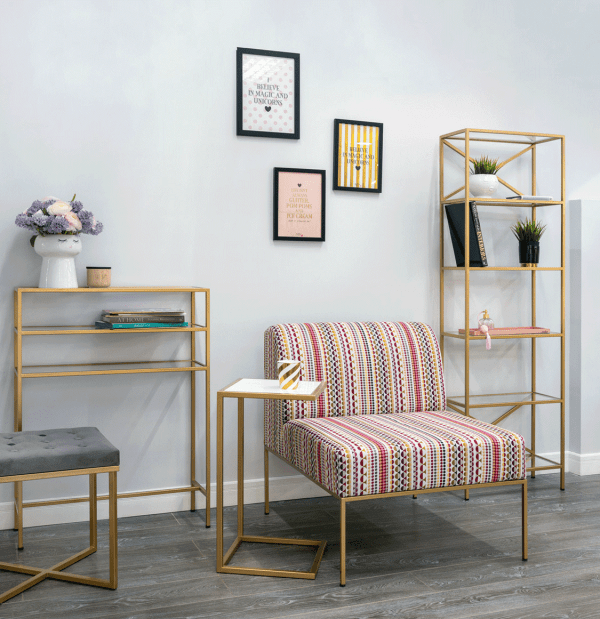 Консоль металлическая золотая со стеклянными полками Галла FOR MISS  263956 Золото;прозрачный  - Вид №6