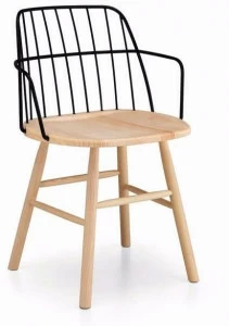 Midj Стул из стали и дерева с подлокотниками Strike