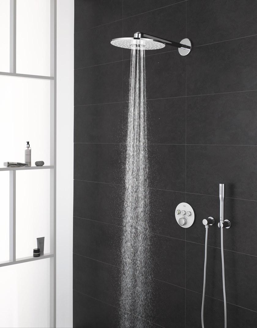 Верхний душ GROHE Rainshower 310 SmartActive с душевым кронштейном 430 мм, 2 режима струи, белая луна (26475LS0) - Вид №5