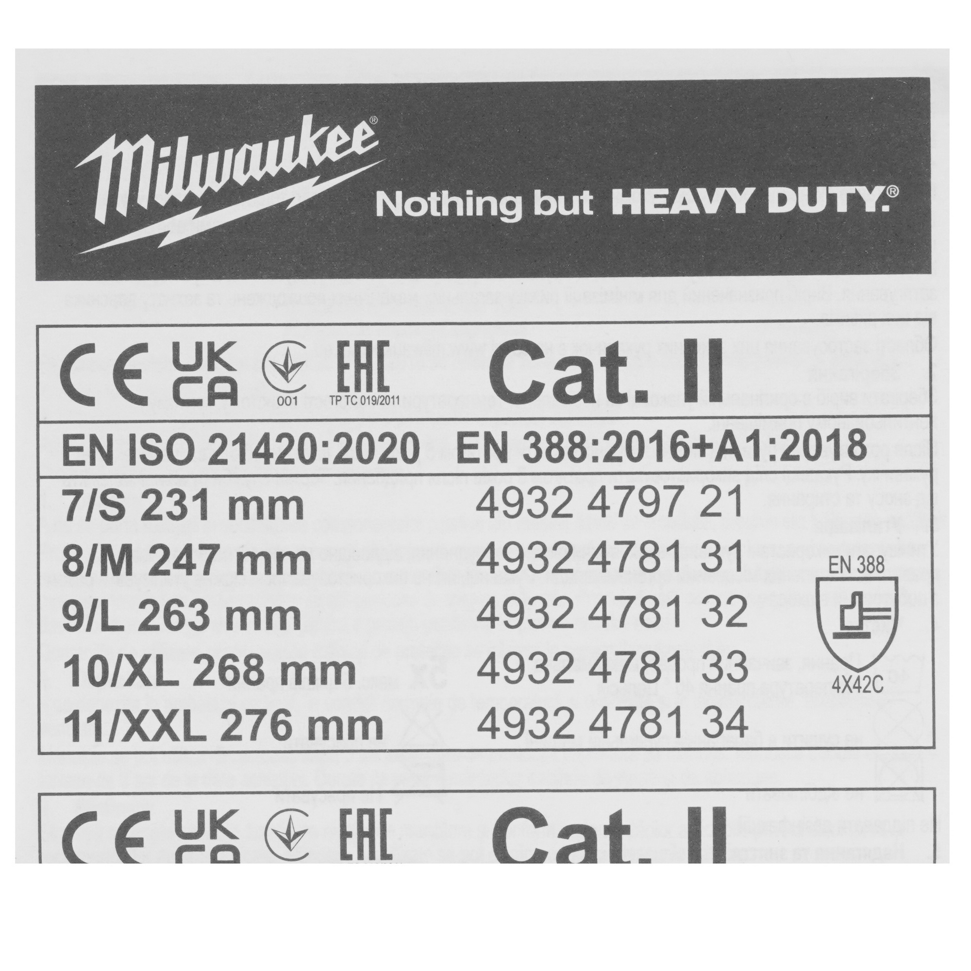 Перчатки трикотажные Milwaukee Hi-Vis Cut level 2/B 11/XXL 5478059 STDN-0062748 - Вид №3
