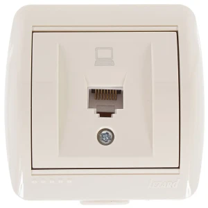 Розетка компьютерная накладная Lezard Nata RJ45, цвет кремовый