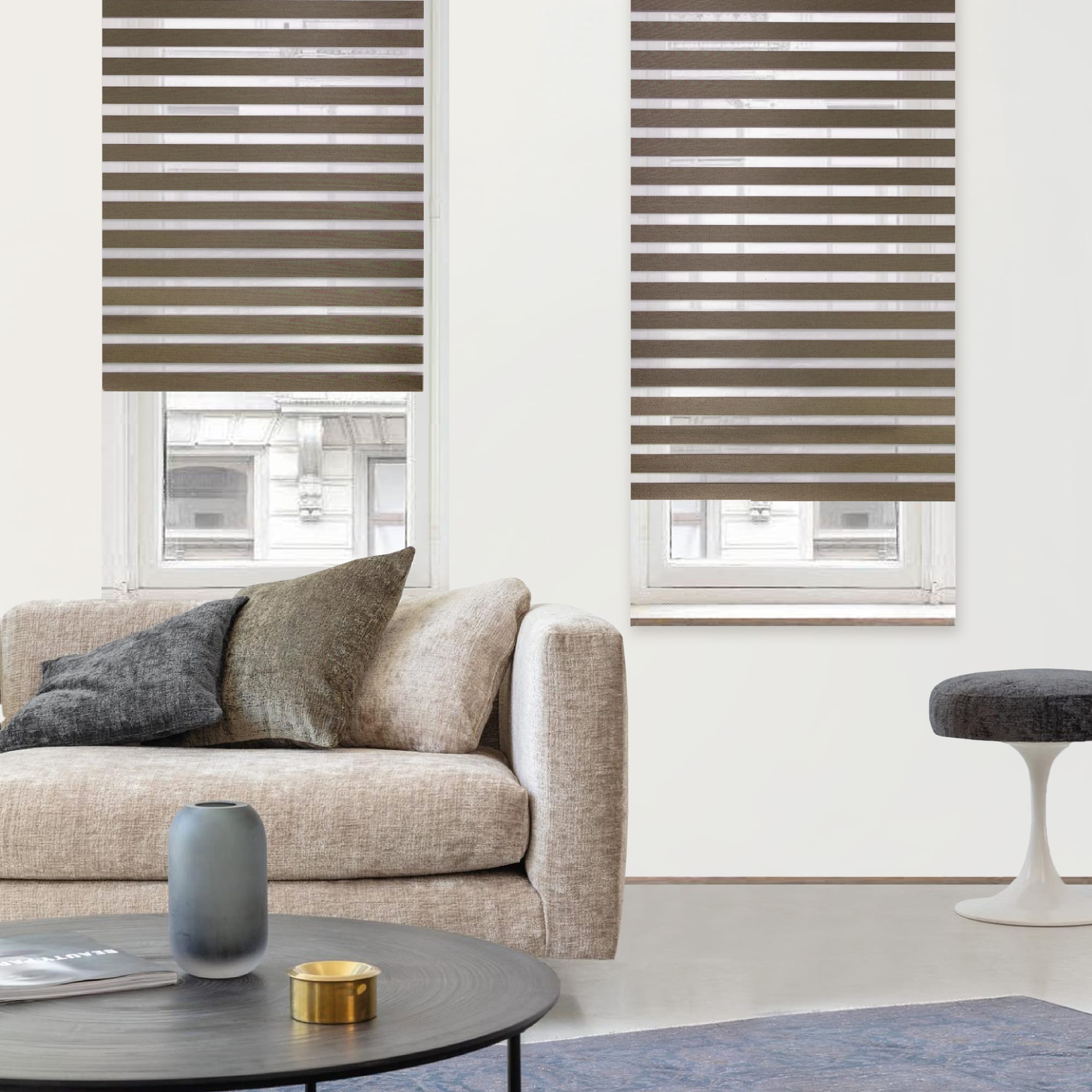82614509 Штора рулонная день-ночь Miamoza Blackout Rain 50x160 см, цвет коричневый Santreyd  - Вид №2