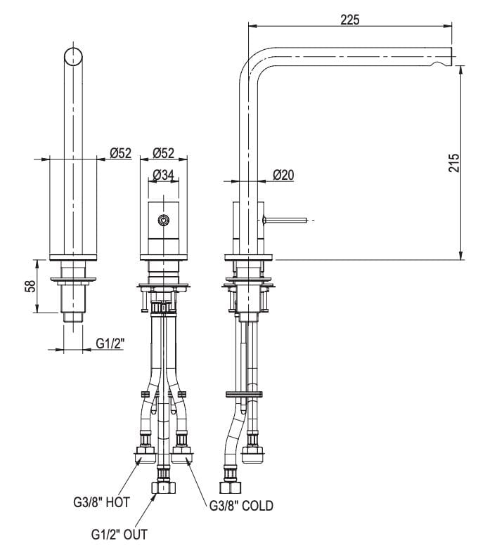 Смеситель для раковины из нержавеющей стали с 2 отверстиями Super Inox ENIGMA ARCH-00046811 - Вид №2