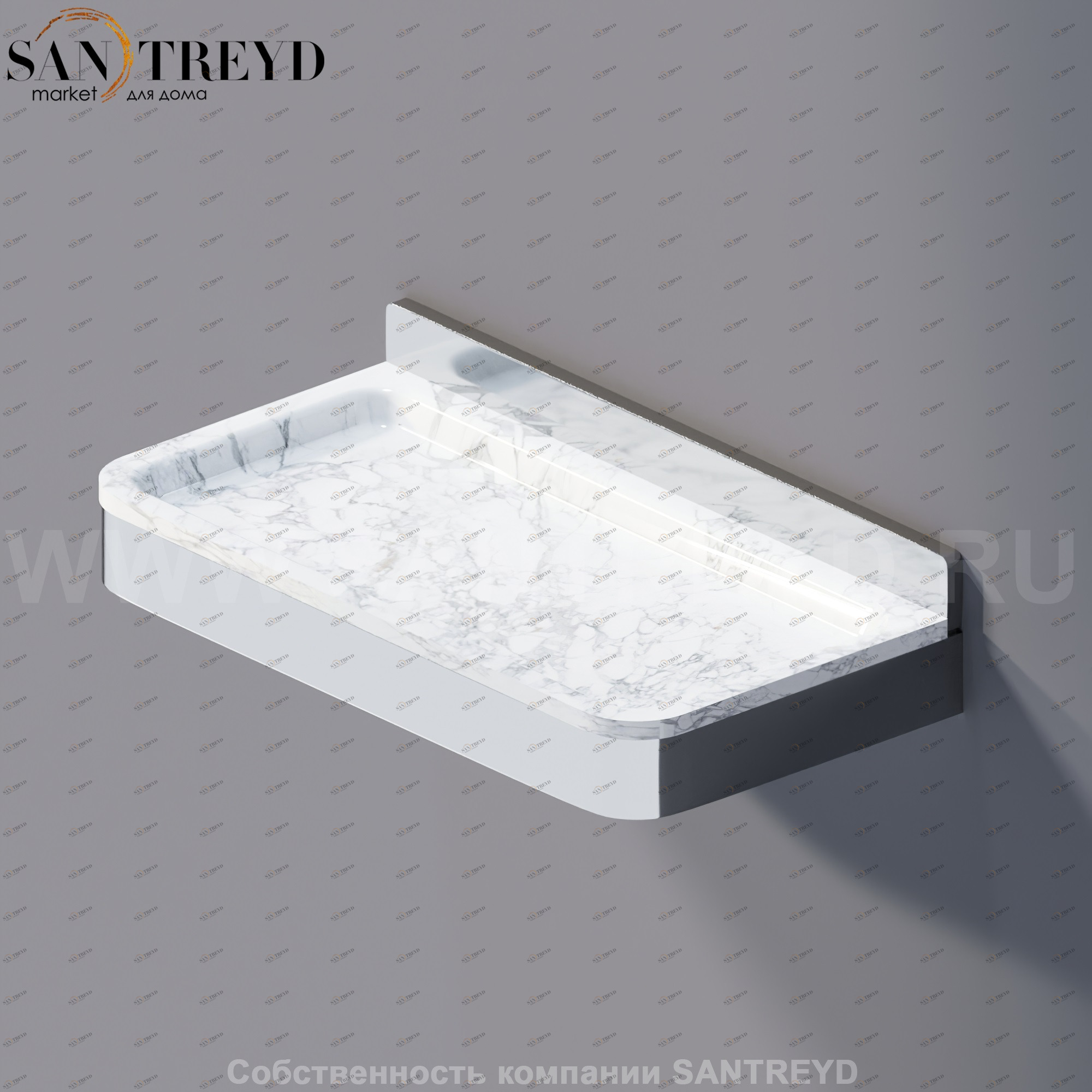 Agape MEMORY Полка 24 см из белого мрамора в хромированном каркасе AMEM852AMC