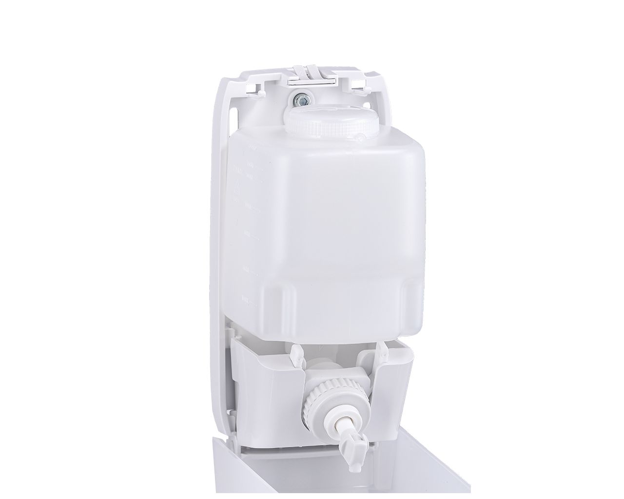 DHB102 Дозатор для жидкого мыла HARMONY MINI, емкость бака 500 мл, пластик, прозрачный белый Merida  - Вид №2