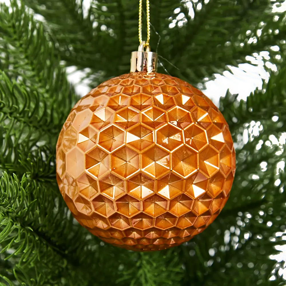 87036361 Елочное украшение Шар с объемным узором Christmas ø8 см цвет коричневый STLM-1485734 Santreyd 