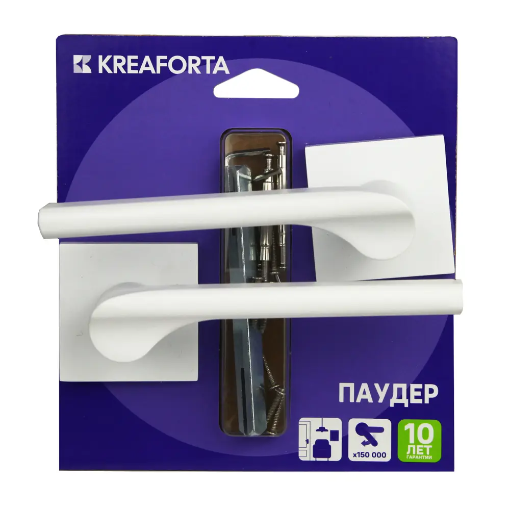 Дверная ручка на розетке KREAFORTA Паудер без запирания цвет белый 89450151 STLM-2198448  - Вид №3