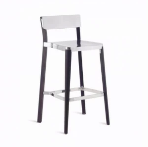 Emeco Высокий барный стул из алюминия и дерева Lancaster