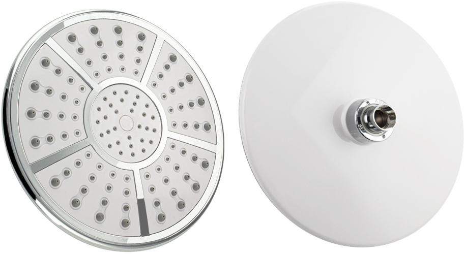 GFmark - Лейка большая, тропический душ, круглая, белая с хромом, 200 мм, код: 6040