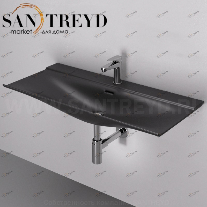 THL00217 Подвесная раковина настенная прямоугольная ArtCeram TheOne черная