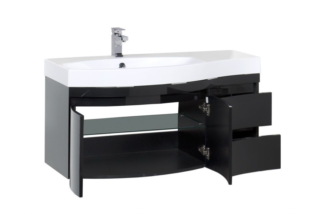 Тумба с раковиной Aquanet Опера 115 L черный (2 дверцы 2 ящика) 0016961200169398 - Вид №1