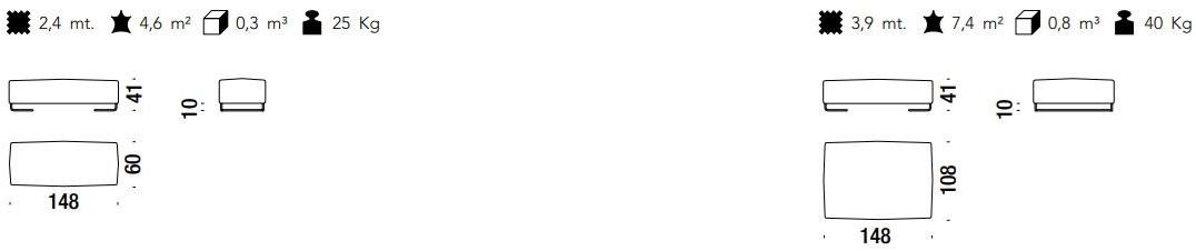 Moroso Прямоугольный пуф со съемным чехлом из ткани Lowland sun-id-1477689 - Вид №4