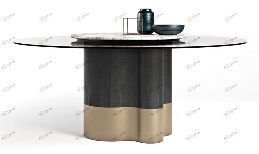 Formitalia Стол из дерева и стекла с ленивой сьюзан sun-id-1499401