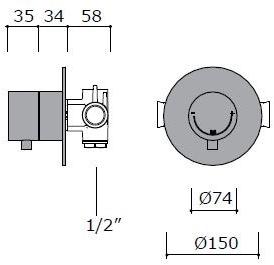 MINA Смеситель для душа из нержавеющей стали Dimensione74 sun-id-1412132 - Вид №1
