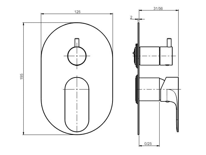 Однорычажный встраиваемый смеситель для душа с переключателем Rubinetterie Frattini Lea ARCH-00026200 - Вид №5