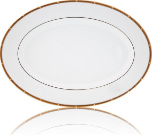 32026 Noritake Блюдо овальное Noritake "Рочель,золотой кант" 37см Фарфор костяной