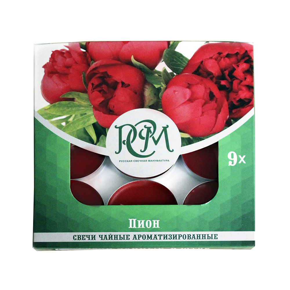 1300917 Свеча чайная 100 г 9 шт. Пион РСМ 