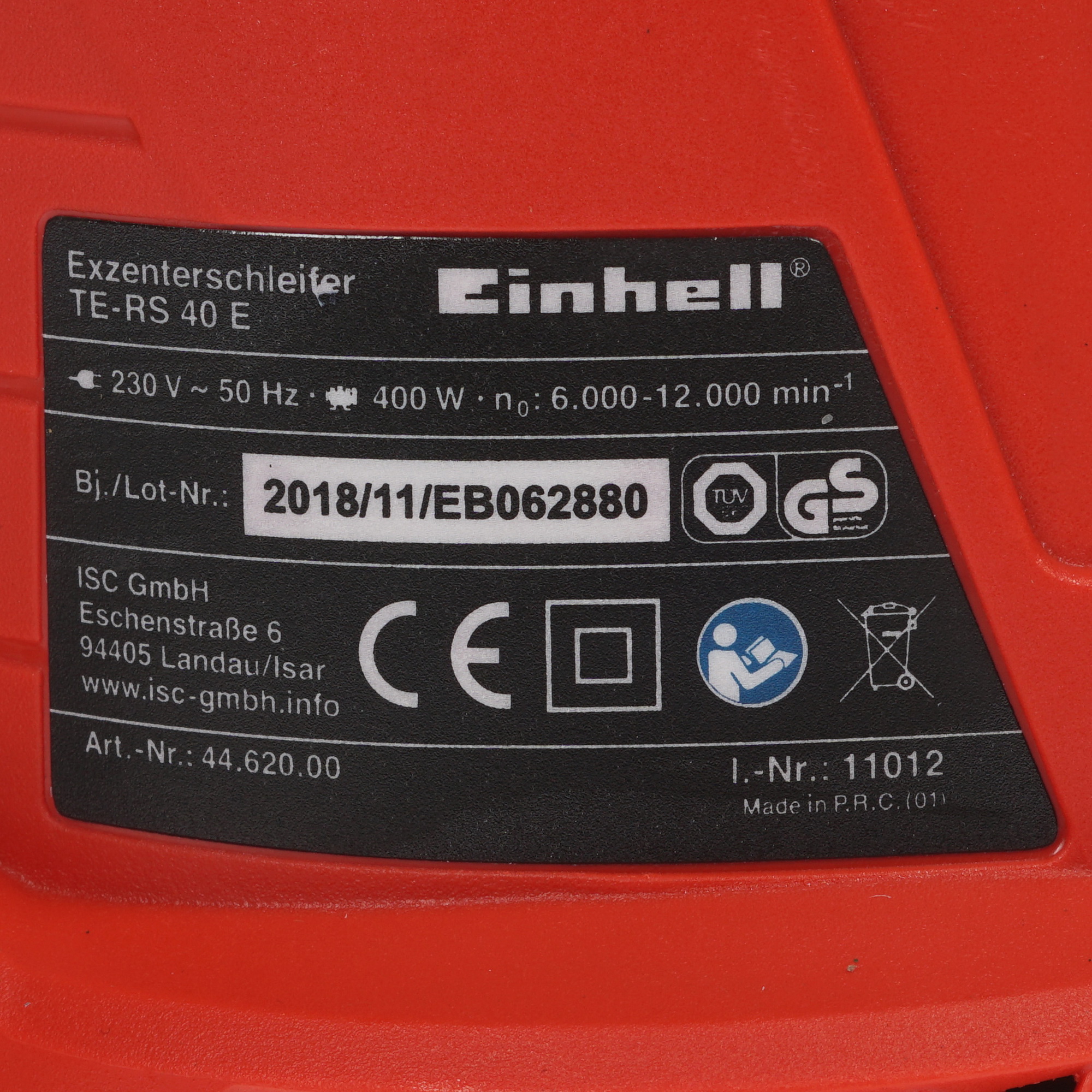 Эксцентриковая шлифмашинка Einhell TE-RS 40 E 7969647 STDN-0135486 - Вид №4