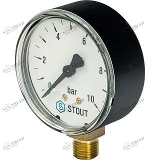 Манометр радиальный 63 мм 1/4" 10 бар STOUT SIM0010631008