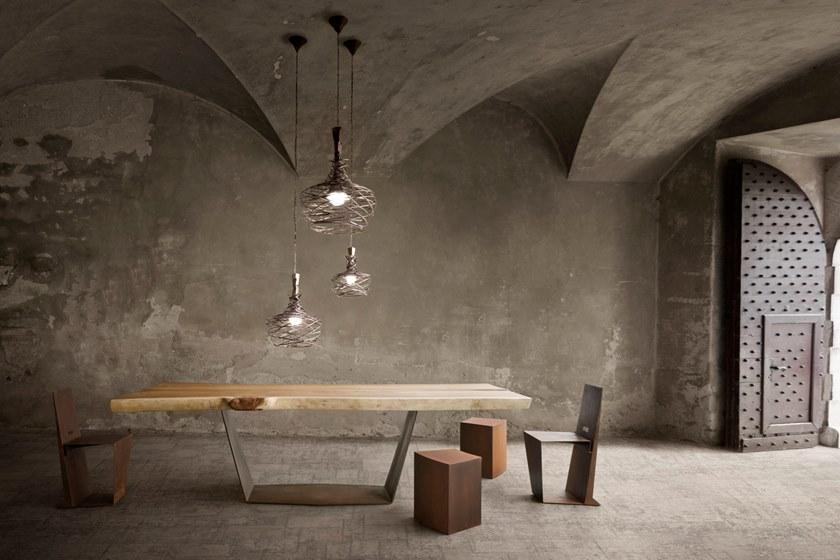 ELITE TO BE Стол со столешницей из массива дерева и металлическим основанием sun-id-1412243 - Вид №1