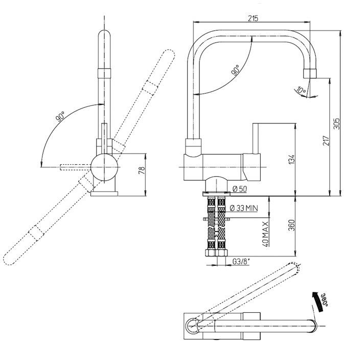 Paini Cox 78CR582KM смеситель для кухни  - Вид №2