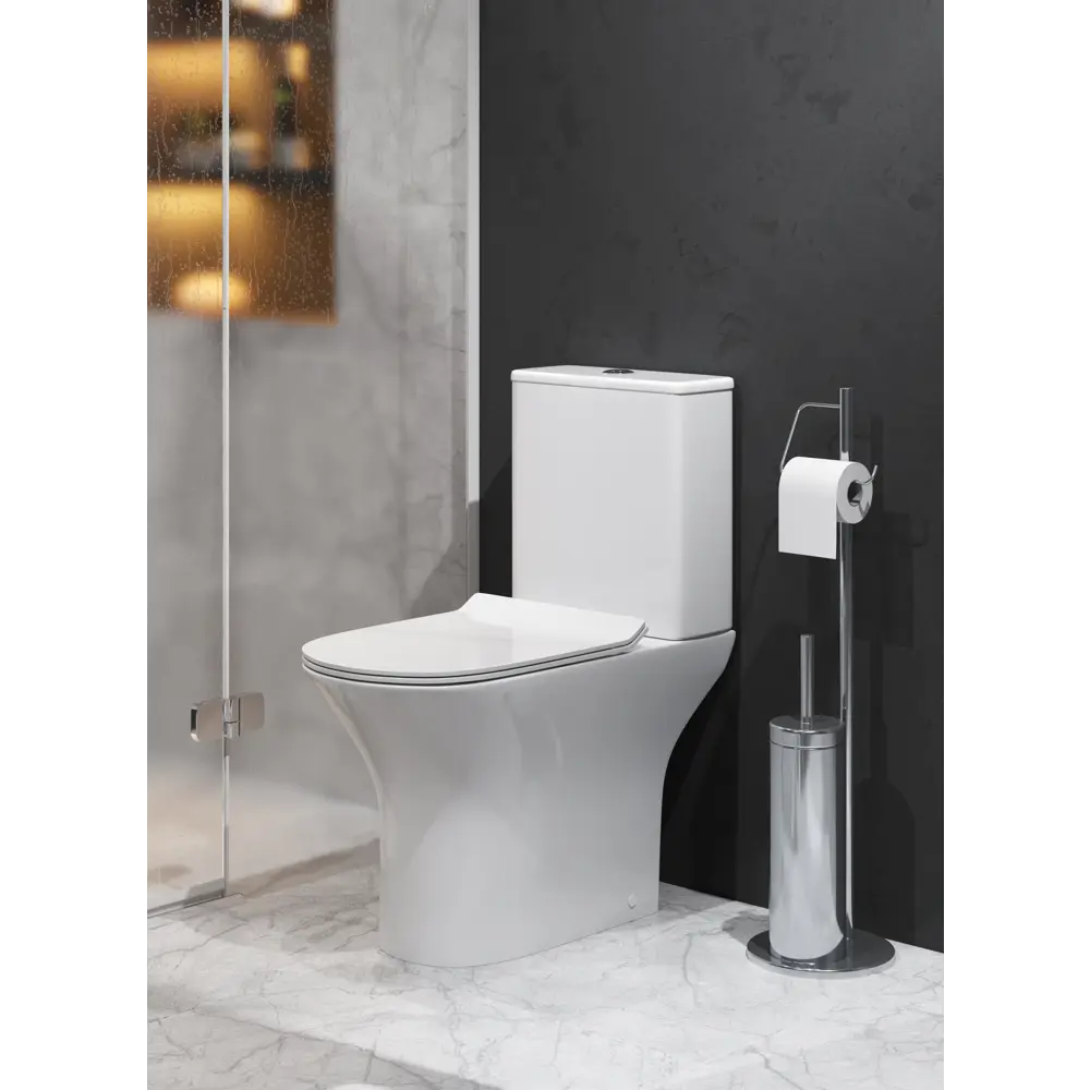 Унитаз-компакт Cezar безободковый сиденье с микролифтом двойной смыв цвет Santreyd GR STLM-2195765 - Вид №5