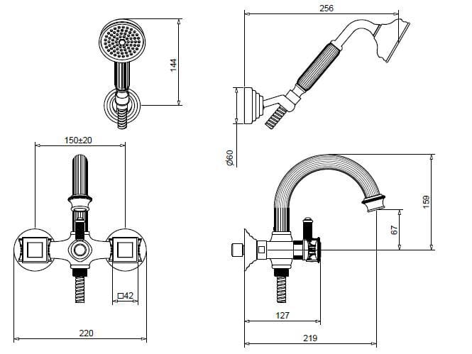 Набор для ванной из хромированной латуни Bugnatese Olympia ARCH-00073011 - Вид №2