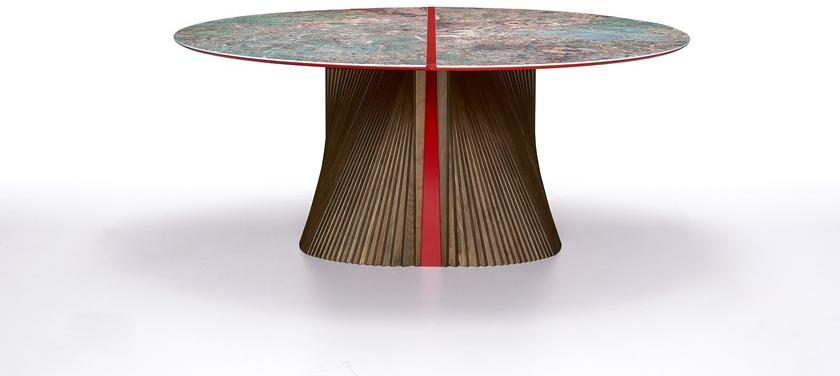Natisa Круглый керамический стол и основание из ясеня Wave sun-id-1388202 - Вид №1