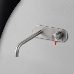 Смеситель для раковины сталь глянцевая с красной ручкой Toki Radomonte TKI22SCIL25