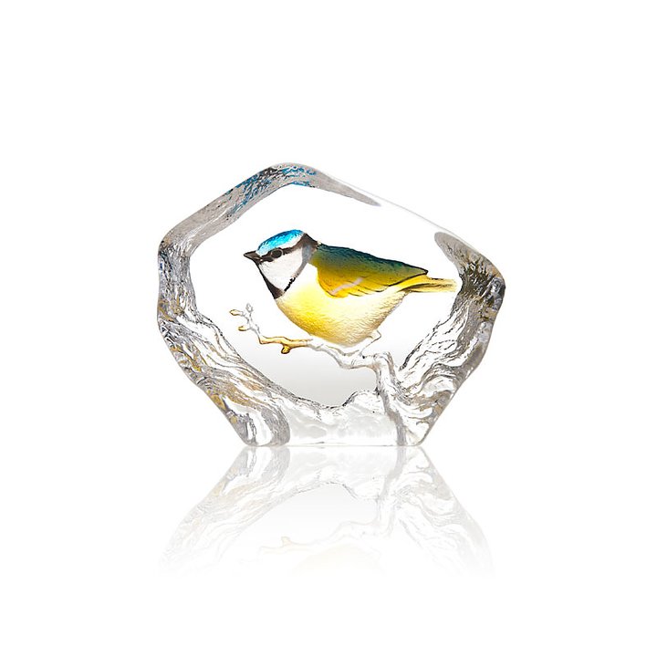 34266 Скульптура "Синица", жёлтая/синяя/зелёная, 115/90 мм. Maleras 