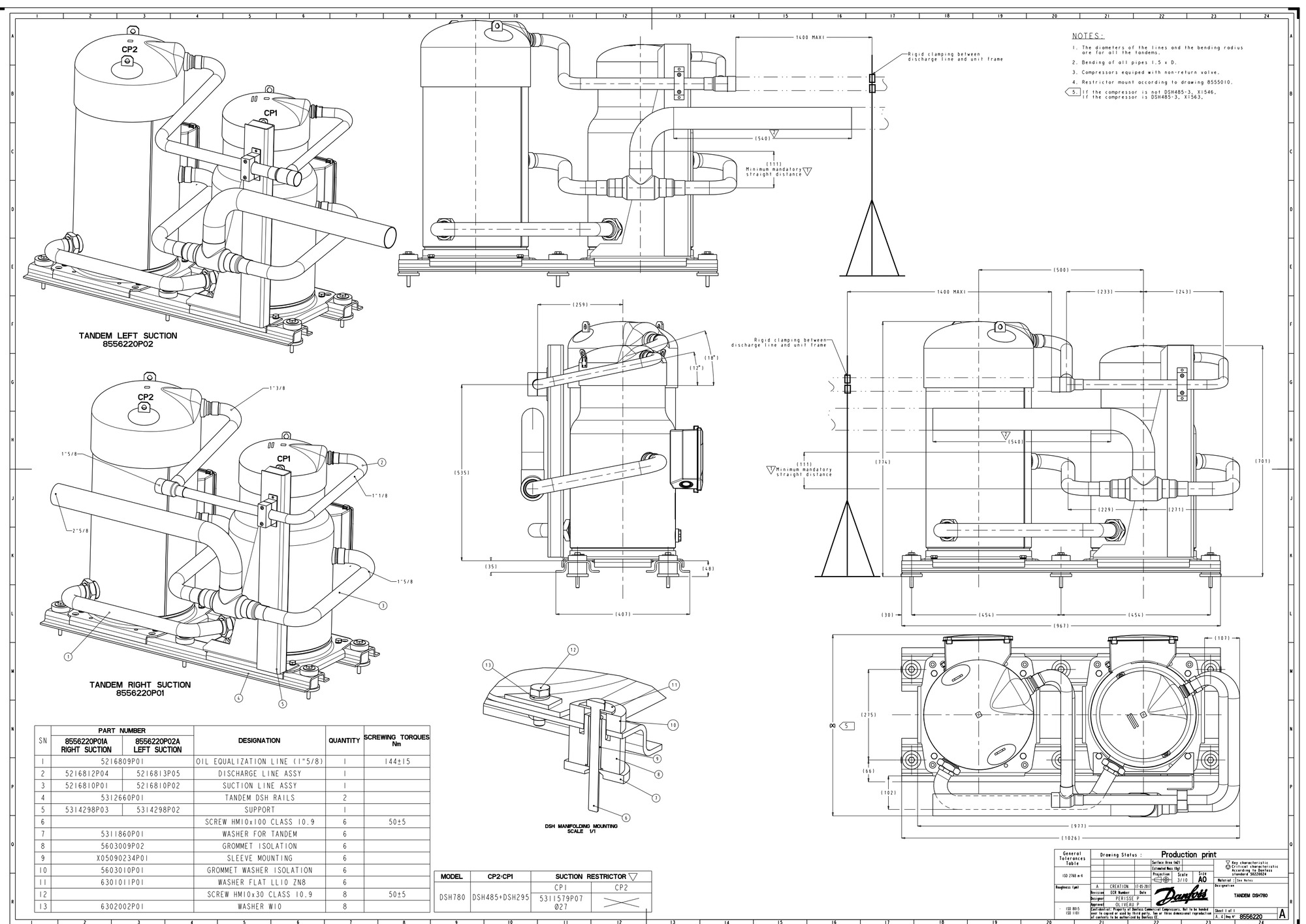 Danfoss DSH — Герметичные спиральные компрессоры, R410A DSH090A4ALC Компрессор спиральный 120H1183  - Вид №8