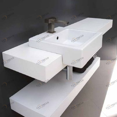 41473 Полувстраиваемая раковина консольная 50 см белая Esedra Guadra Santreyd 