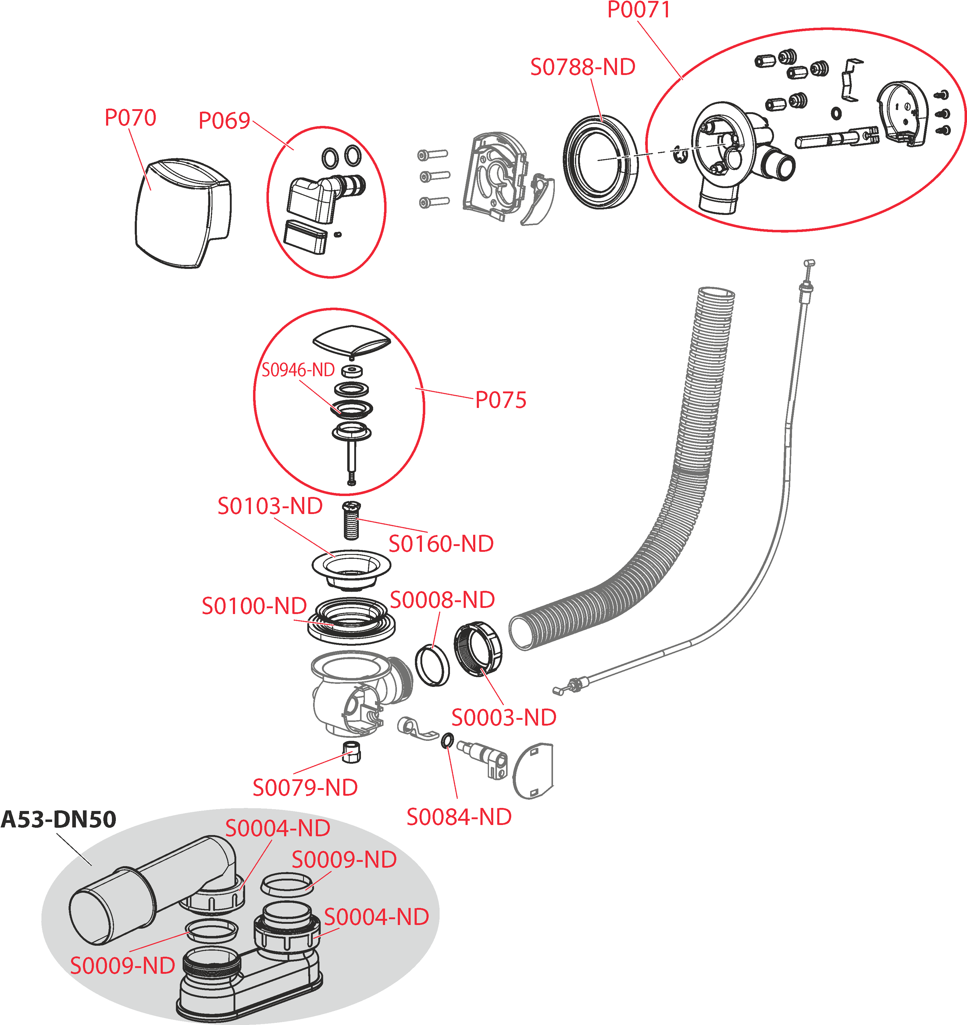 Сифон для ванны автомат с напуском воды через перелив, хром ALCAPLAST A564CRM3 - Вид №2