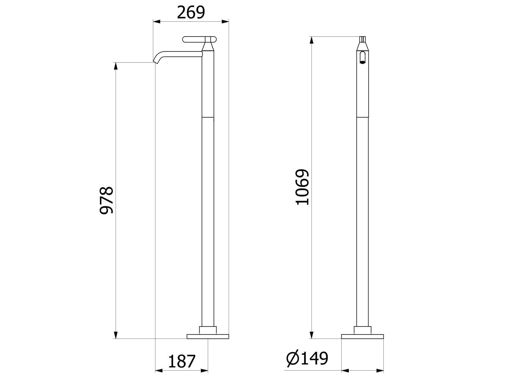 Напольный смеситель для раковины с автоматическим сливом IB Soho ARCH-00098683 - Вид №6