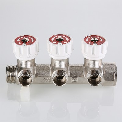 VTc.570.N.0503 Коллектор c регулирующими вентилями Valtec 3/4", 3 x 1/2"  - Вид №8