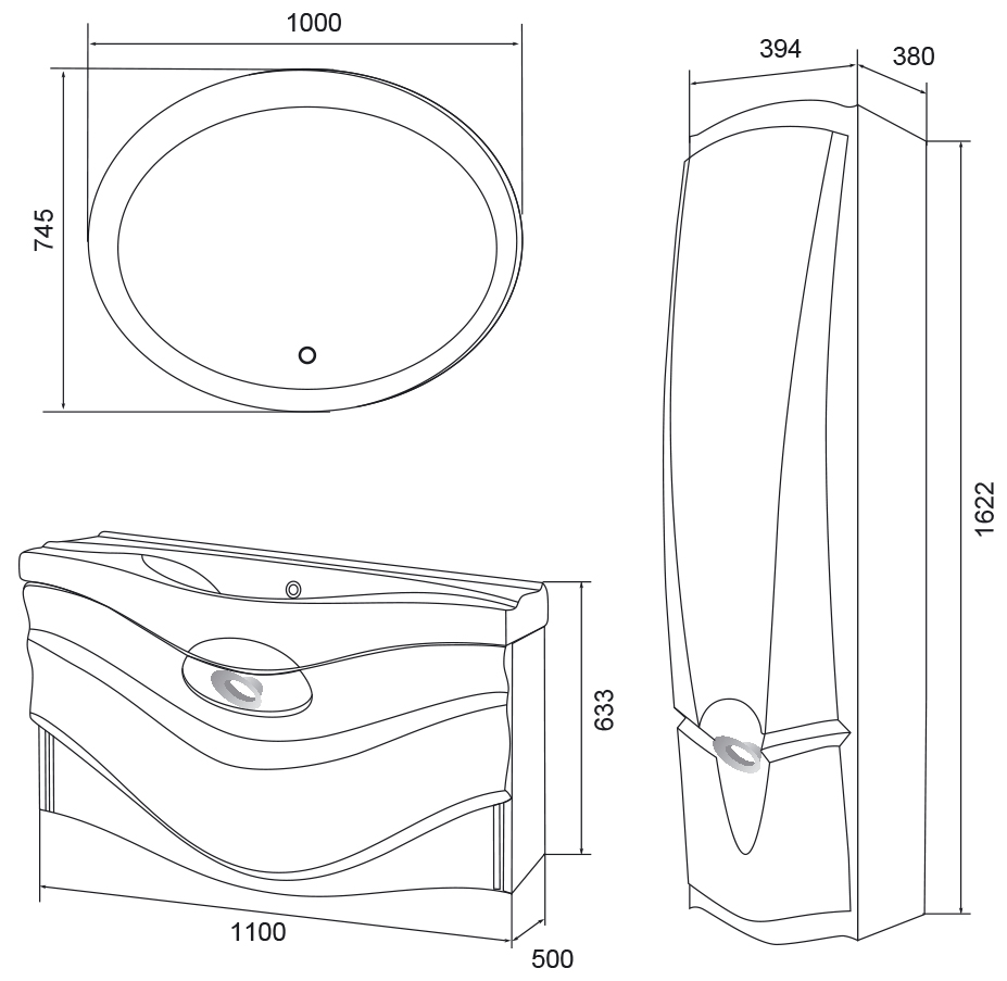 У52808 Шкаф - Пенал Sunrise/Eclipse/Cloud 40П, 1д, White L 1 Marka Sunrise - Вид №3