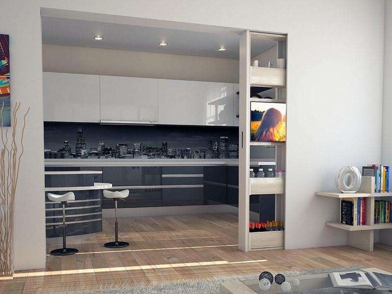 PROTEK® Прилавок для раздвижной двери с подставкой под телевизор Bigfoot® sun-id-1401391 - Вид №2