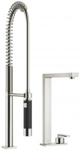 32843680-06_1_27784970-06_1 Смеситель на два отверстия с накладной панелью с profi-душевым гарнитуром - платина матовая Dornbracht Lot