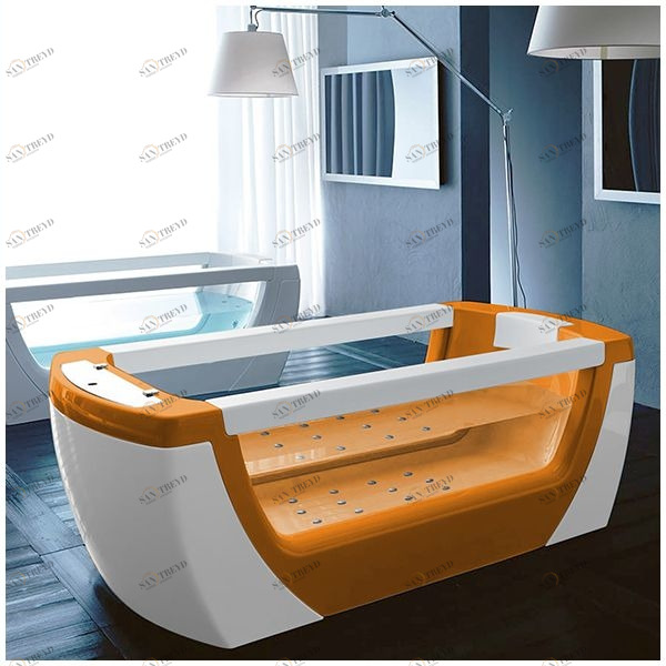 Ванна Gruppo treesse Vision STA-V138C-SE оранжевая с аэромассажем стеклянная прозрачная оранжевая STAV138CO