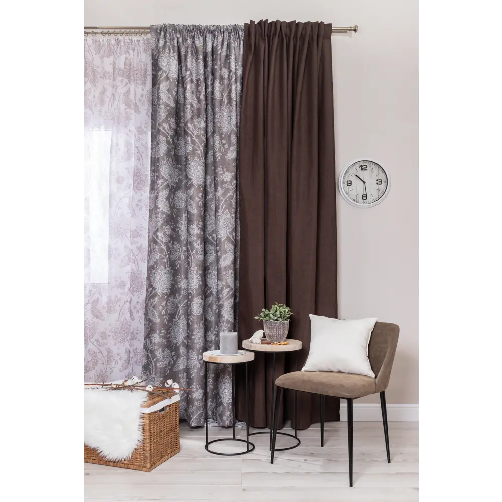Штора на ленте Королевский цветок 160х260 см цвет коричневый 18202891 STLM-2165207 WITERRA  - Вид №6