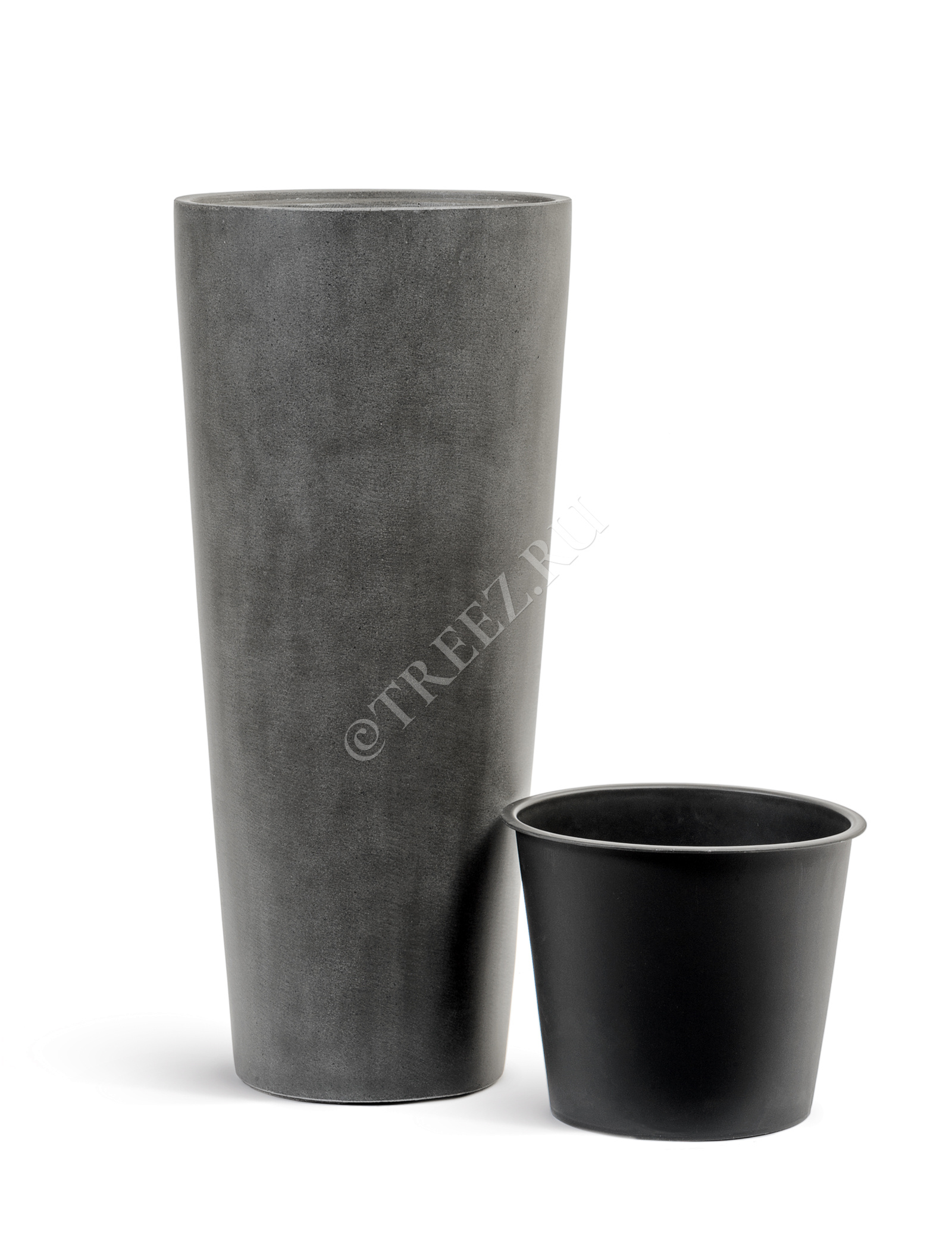41.3319-02-020-GR-61 Кашпо  Effectory - серия Beton - Высокий конус - Тёмно-серый бетон Цветочная коллекция  - Вид №3