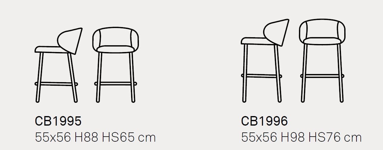 Высокий тканевый стул с подставкой для ног Connubia Тука ARCH-00065702 - Вид №4