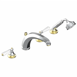 G75-112BSGBH Смеситель для ванны на 4 отв. с высоким изливом СУПЕР ГОЛИАФ Thg-paris Charleston с рукоятками Хром-золото