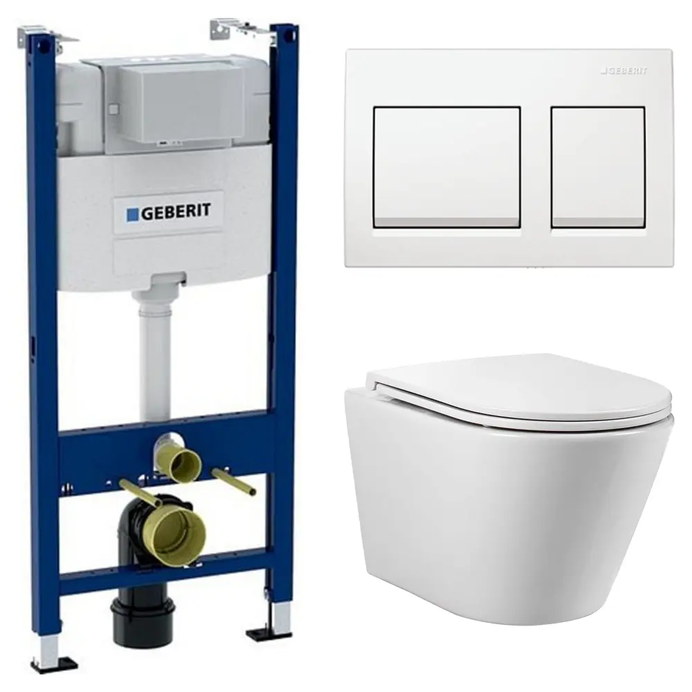 Комплект инсталляции Geberit Alpha с безободковым унитазом Aquatek Вега клавиша Geberit Alpha белая 89444664 STLM-2212054