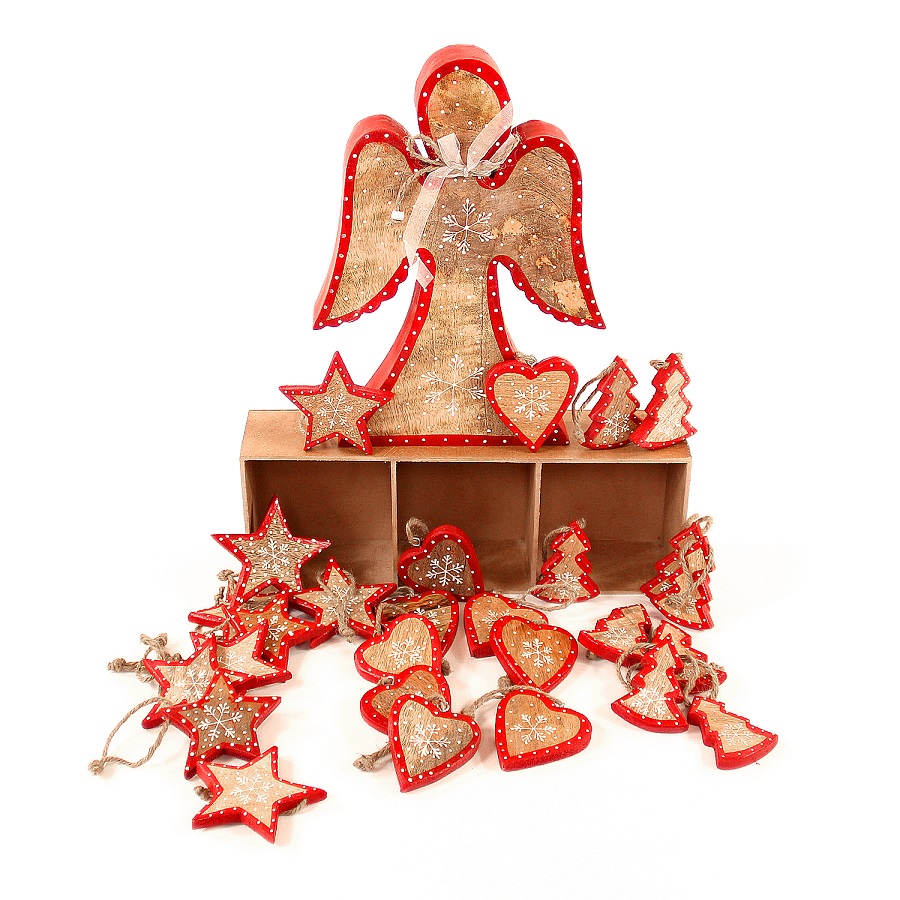 Украшения подвесные Stars/Trees/Hearts, деревянные, в подарочной коробке, 30 шт Enjoyme ENNY0008 - Вид №2