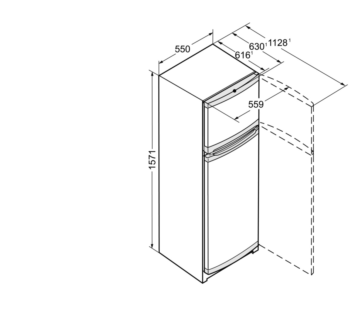 CT 2931-21 001 Холодильник / 157.1x55x63, 218/52 л, ручная разморозка, верхняя морозильная камера, белый Liebherr  - Вид №3