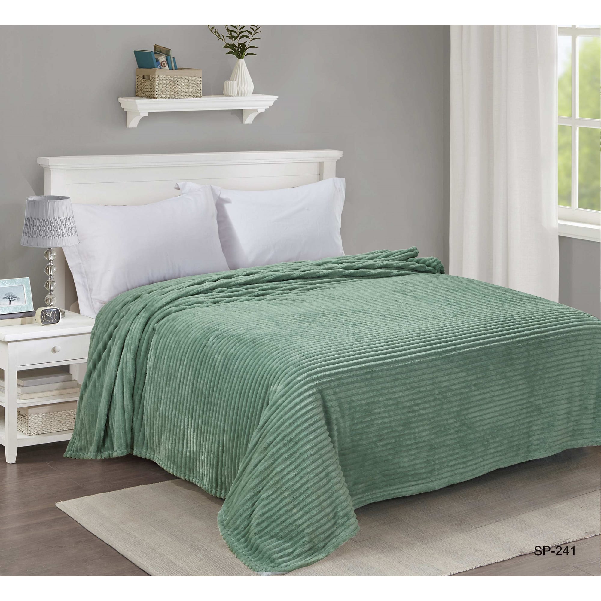 83706335 Плед 150x200 см велсофт цвет зелёный Strips Santreyd - Вид №4