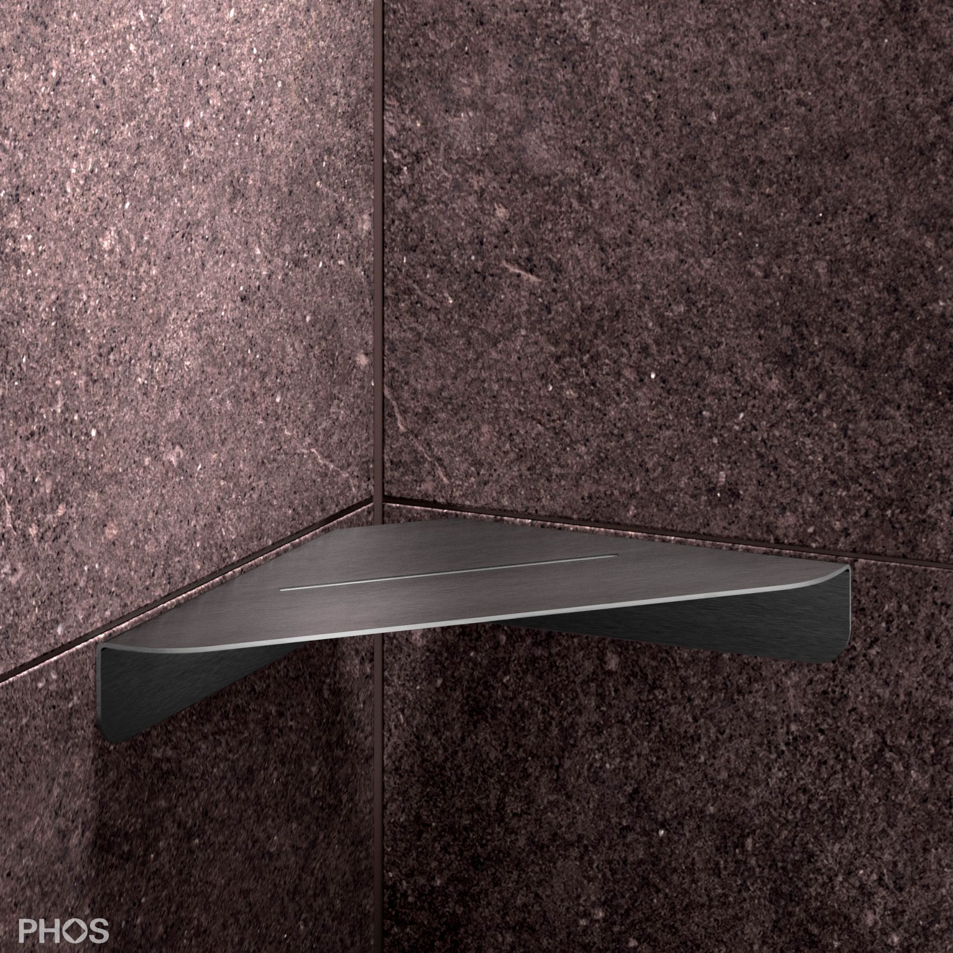 DAE230K Клееная угловая душевая полка, 23 x 23 см, шлифованная вручную PHOS 