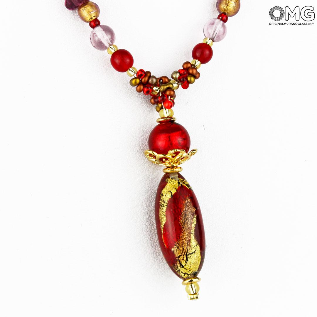 3363 ORIGINALMURANOGLASS Ожерелье Ама - с золотом - муранское стекло OMG 50 см  - Вид №1