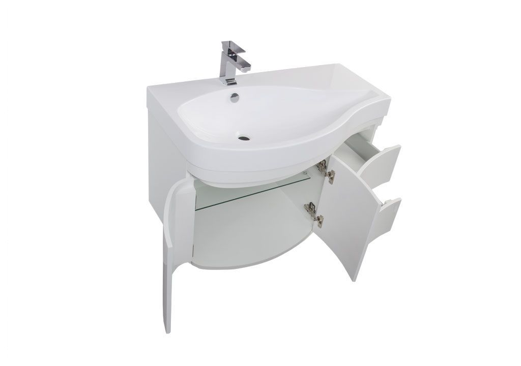 Тумба с раковиной Aquanet Сопрано 95 L белый (2 дверцы 2 ящика) 0016963100169395 - Вид №3